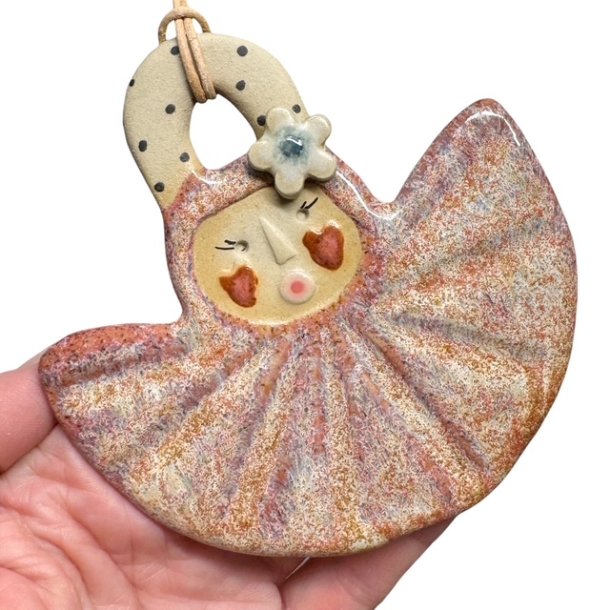 Engel - keramik julepynt - rosa