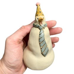 Snemand - keramik figur - gylden