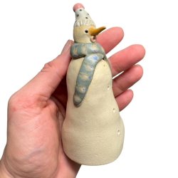 Snemand - keramik figur - Grn