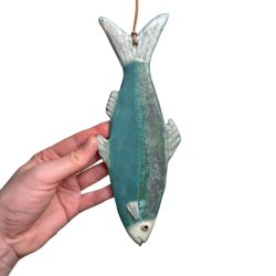 Lkker sild - keramik fisk til vggen - grn
