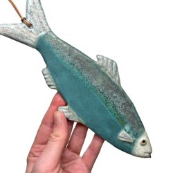 Lkker sild - keramik fisk til vggen - grn