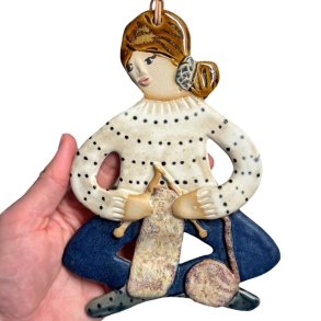 Strikker - keramik dame vgophng - Julia