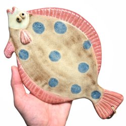 Pinksptte - keramik fladfisk til vggen