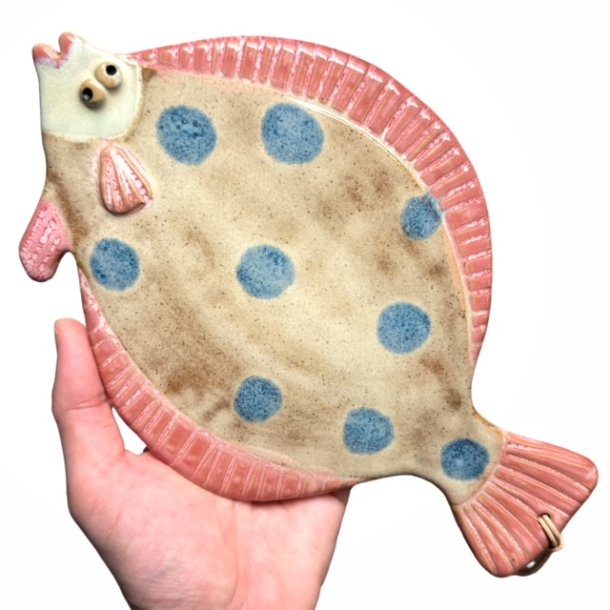 Pinksptte - keramik fladfisk til vggen