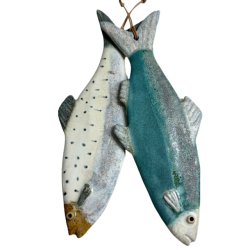 Lkker sild - keramik fisk til vggen - prikket