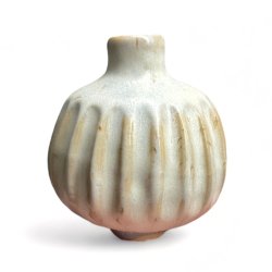 Lille srling - unika keramik vase - Rillet lys gr