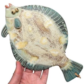 Grnsptte - keramik fladfisk til vggen