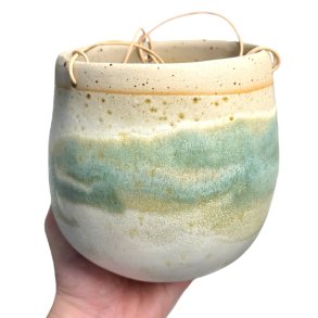 Hngepotte - Keramik strejf af grnt