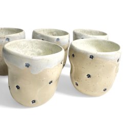 Sansekop - keramik kop - Lille bl blomst