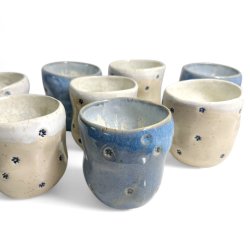 Sansekop - keramik kop - Bl med blomst