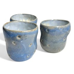 Sansekop - keramik kop - Bl med blomst