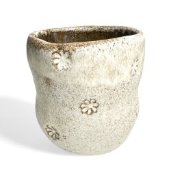 Sansekop - keramik kop - creme rustik stor blomst