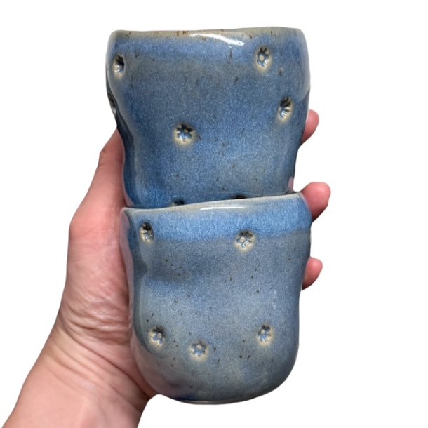 Sansekop - keramik kop - Bl med blomst