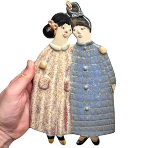 Mig og min bestie - keramik vgophng - Rosa bl