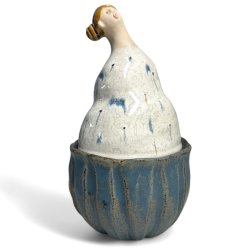 Dame keramik krukke med lg