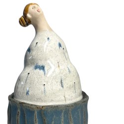 Dame keramik krukke med lg