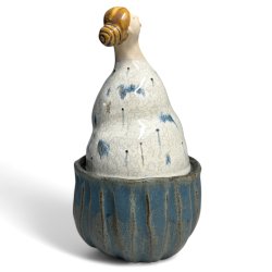 Dame keramik krukke med lg