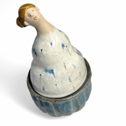 Dame keramik krukke med lg