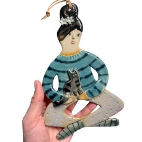 Kattedame - keramik dame vgophng - Sille