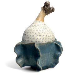 Med flser og strik - keramik krukke med lg