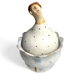 Prikket dame - keramikkrukke med lg 