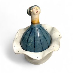 Prikker og flser- dame keramikkrukke med lg