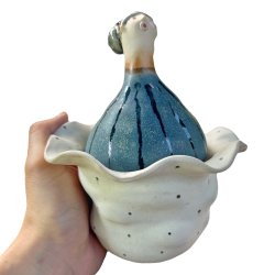 Prikker og flser- dame keramikkrukke med lg