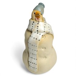 Snemand - keramik figur - Grn