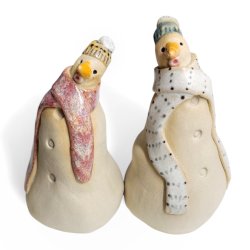 Snemand - keramik figur - Grn hat