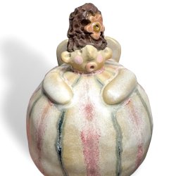 Kugleengel med hjt hr - stor - pink