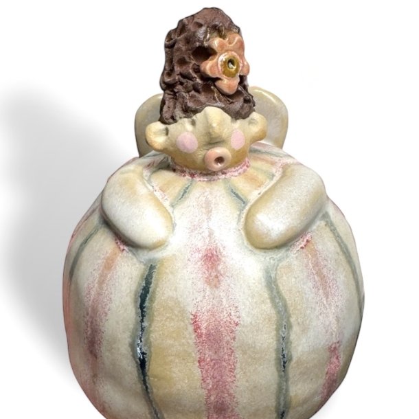 Kugleengel med hjt hr - stor - pink