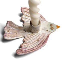 Flyv fugl -keramik lysestage - Rosa