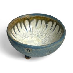 Tre-benet keramik skl - bl blomst