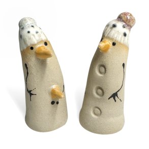 Lille finurlig keramik snemand - To gulerdder