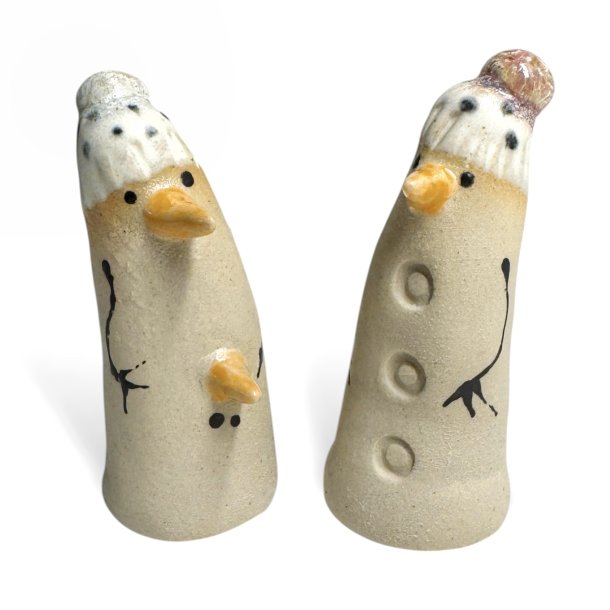 Lille finurlig keramik snemand - To gulerdder