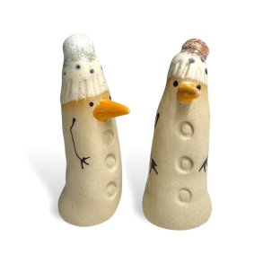 Lille finurlig keramik snemand - n gulerod - mint dut