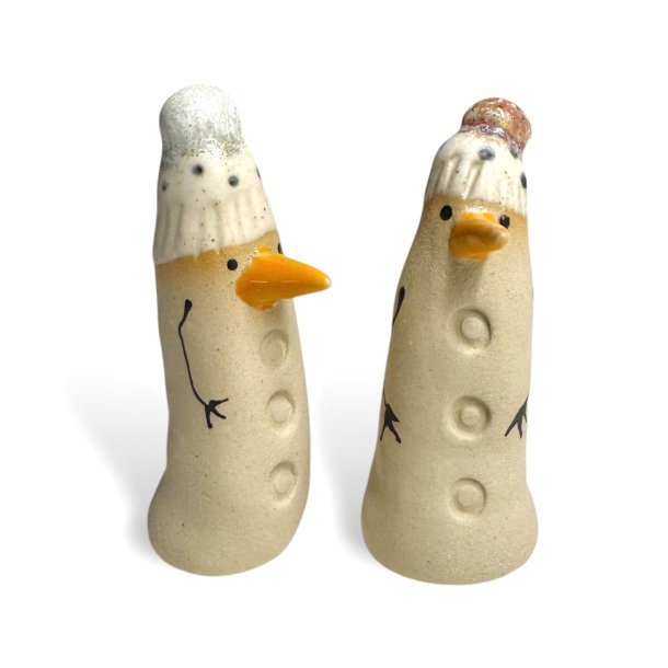 Lille finurlig keramik snemand - n gulerod - mint dut