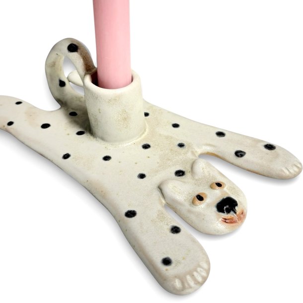 Sneleopard keramik lysestage