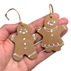 Brunkage mand og kone keramik julepynt