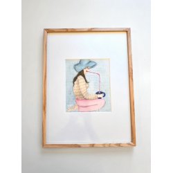 `"En tr" - Original akvarel i passepartout og eg - 30x40cm