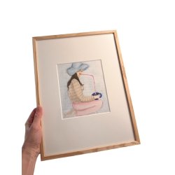 `"En tr" - Original akvarel i passepartout og eg - 30x40cm