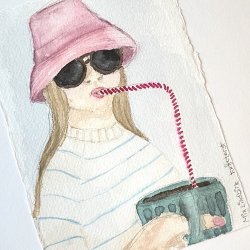 "Kaffetrst" - Original akvarel i eg - 30x40cm