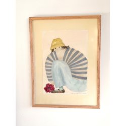 "Min blomst" - Original akvarel i eg - 30x40cm