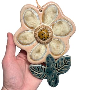 Anemone - keramik blomst v�gkunst  - Rosa